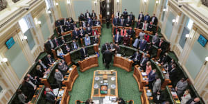 Queensland MPs voting on the Palaszczuk government’s voluntary assisted dying bill in 2021.