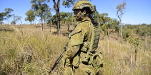 A soldier from the Royal Australian Regiment participates in an exercise at Townsville in 2020.