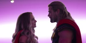 Thor (Chris Hemsworth) is reunited with ex-girlfriend Dr Jane Foster (Natalie Portman) in Thor:Love and Thunder.