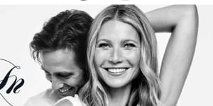 Gwyneth Paltrow and her fiancé,Brad Falchuk,on the cover of Goop magazine’s second issue.