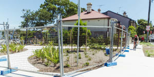 This garden bed on Lilyfield Road was also shut due to the asbestos discovery.