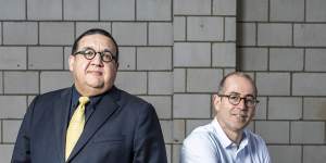 Paul Bassat,right,has again won backing from the hospitality superannuation fund,Hostplus. Its chief investment officer is Sam Sicilla (left). 