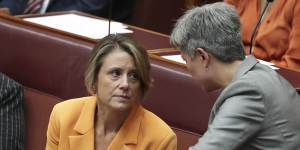 Kristina Keneally and Penny Wong in the Senate in 2020.