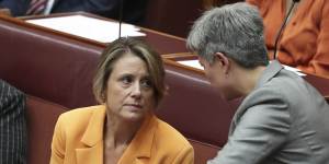 Kristina Keneally and Penny Wong in the Senate in 2020.