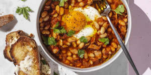 Bacon and egg baked beans.