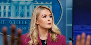 Karoline Leavitt,27,fields questions from reporters during her first press briefing as White House press secretary.