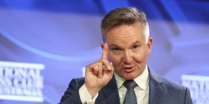 Labor climate change and energy spokesman Chris Bowen addresses the National Press Club in Canberra on Monday. 