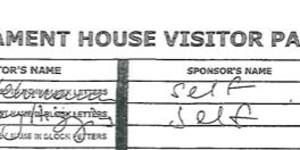 The visitor pass register signed by Bruce Lehrmann.