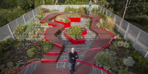 Associate Professor Nicholas Williams on a green roof at the Burnley Campus of University of Melbourne.