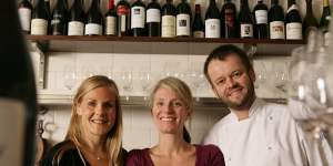 Restaurant manager Clara Davidson,left,with Jane and Jeremy Strode at Bistrode in Surry Hills. 