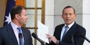 Warning shot on energy:former prime minister Tony Abbott,pictured with then-assistant treasurer Josh Frydenberg at Parliament House in March 2015. 