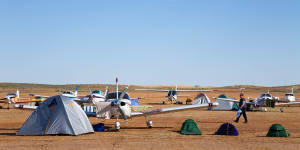 Aerodrome camping during the Birdsville Cup races.