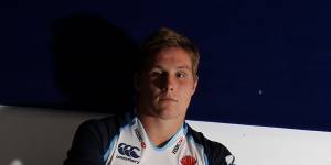 Michael Hooper poses as a new Waratahs recruit in 2013.