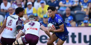 Blaize Talagi during his NRL debut against Manly last month.