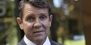 Former NSW Premier Mike Baird after giving evidence at ICAC in Sydney on Wednesday.