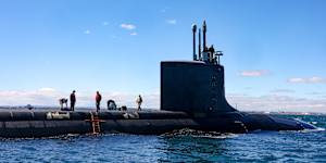 The USS Minnesota,a Virginia-class submarine,sails off Western Australia last month.