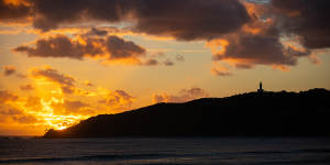 The sun rises over Byron Bay earlier this morning. 