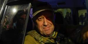 Wagner mercenary chief Yevgeny Prigozhin leaves the headquarters of the Southern Military District after aborting his move on Moscow.