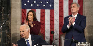 President Joe Biden delivers the State of the Union address to a joint session of Congress at the US Capitol on February 7.