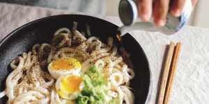 Hetty McKinnon's life-changing udon with soft-boiled egg,hot soy and black pepper.