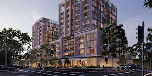 FJC Studio says the proposed complex includes a sandstone base to reflect the native bushland.