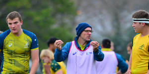 Ollie McCrea,Nathan Grey (Head Coach) and Nick Bloomfield during the Australia U20 training session.