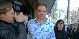 John Setka and his wife Emma Walters arrive at Melbourne Magistrates Court on Wednesday. 