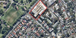 A map of the proposed development site on Balmain Road,Lilyfield.