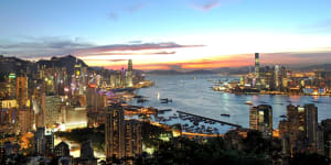 Hong Kong city and harbour view.