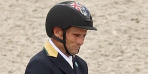Shane Rose during the eventing dressage at the Tokyo Olympics.
