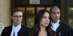 Antoinette Lattouf,flanked by her barristers Philip Boncardo (left) and Oshie Fagir,leaves the Federal Court in Sydney on Wednesday.