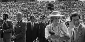 Diana,Princess of Wales and Prince Charles visit the Sydney Opera House on their first royal tour together in 1983.