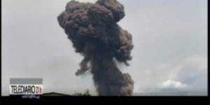 Smoke rising over the blast site at a military barracks in Bata,Equatorial Guinea.