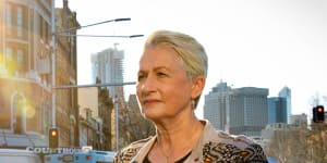 Dr Kerryn Phelps at the intersection of Flinders and Oxford Streets,Darlinghurst,is arguing against Clover Moore's suggestion that all streets in Sydney Council area should be limited to 40km per hour. 28th August 2020 Photo:Janie Barrett