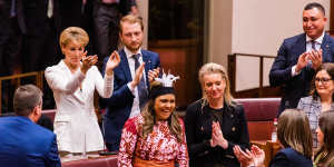 Liberal senator Jacinta Price shortly after delivering her maiden speech.