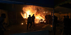 Israeli strike on hospital tent camp kills four,ignites a fire that burns dozens