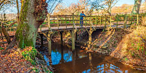 Pooh Sticks Bridge during autumn.