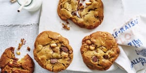 Chunky cookies with macadamias and leftover Easter eggs.