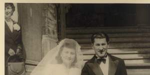 Flore and Eddie Jaku on their wedding day in Belgium,April 20,1946.