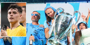 Treble or nothing:Socceroos whiz kid’s FOMO over Manchester City celebrations