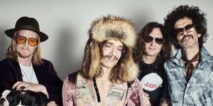 Still new and unusual:The Darkness (Justin Hawkins second from left).