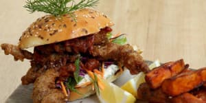 Soft-shell crab burger.