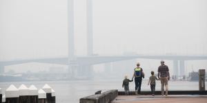 Smoke from the massive bushfires in eastern Victoria and NSW engulfs Melbourne.