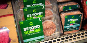 Beyond Meat burgers,made by Beyond Beef,on the shelves in New York.