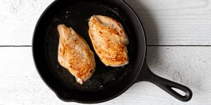 The more you cook with your cast-iron skillet,the more seasoned it becomes.