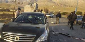 A photo,released by the semi-official Fars News Agency,shows the scene where Mohsen Fakhrizadeh was killed.