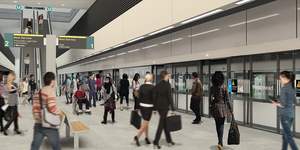 An artist's impression of an underground metro train station planned for Westmead.