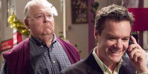 Harold Bishop (Ian Smith) and Paul Robinson (Stefan Dennis) in a 2005 episode of Neighbours.