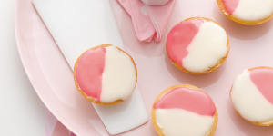 Pretty in pink:two-toned Neenish tarts.