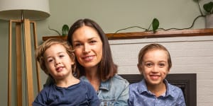 Delwyn Lawson with her sons Luca,two,and Elijah,six. Ms Lawson experienced ovarian hyperstimulation syndrome,which can occur after IVF treatments and cause severe side effects such as blood clots and kidney failure.